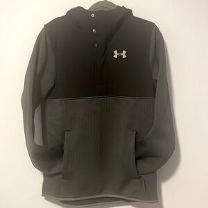 Under Armor Coldgear Men's Small Anorak Black Herringbone Pullover zip pocket